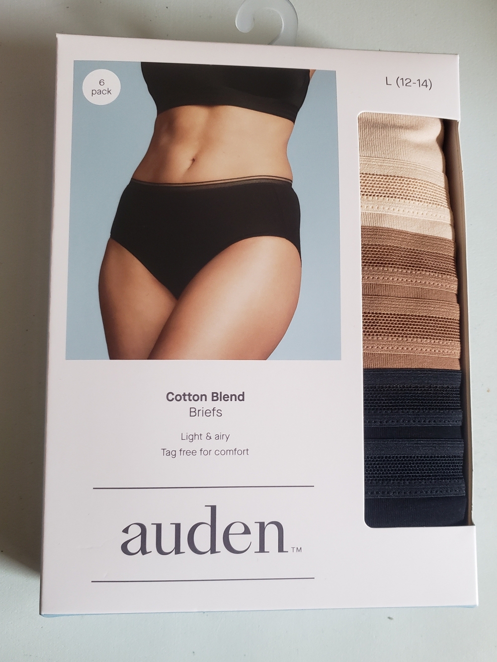Auden 6-Pack Cotton Blend Briefs - 2 Black, Tan & Cream
